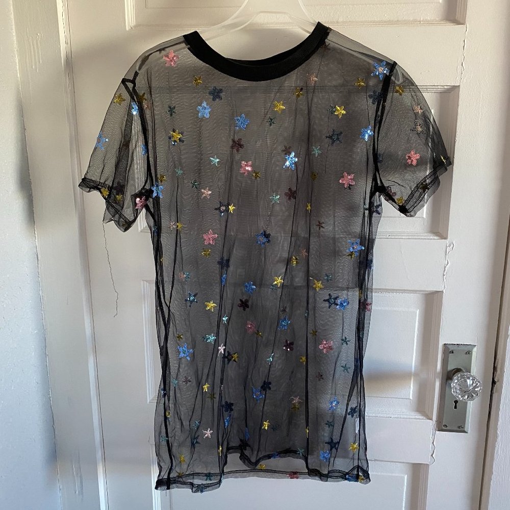 Mesh floral shirt/dress